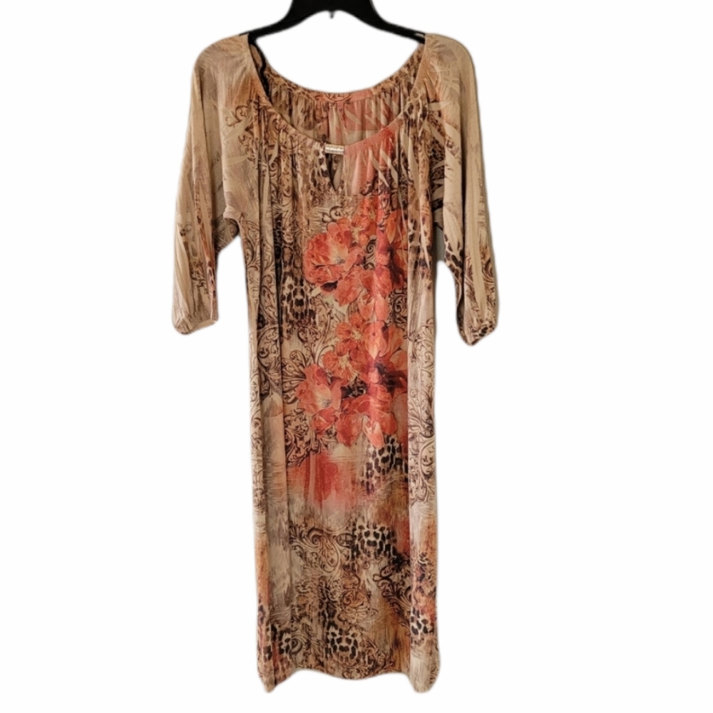 Fresh of LA floral & leopard print orange & tan